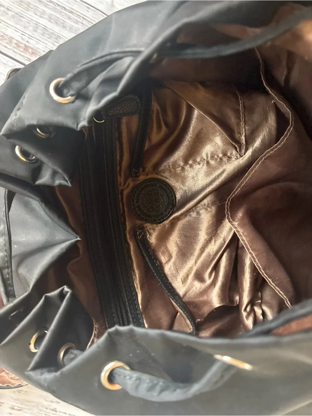 Dana Buchman Black Nylon Backpack with Front Buckle Pockets